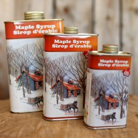 Le Bistreau maple syrup in metal jugs